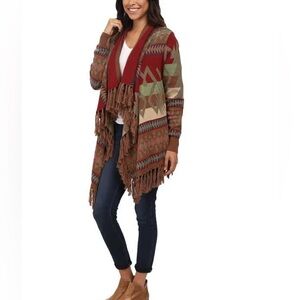 Tasha Polizzi Western Aztec Style Cardigan Womens Size Small 100% Cotton